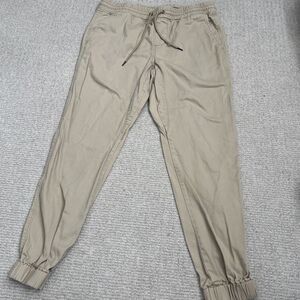Aeropostale Stretch Jogger Pants Men's Medium Khaki Elastic Waist Casual
